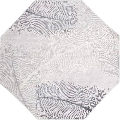Gray 7' 10 x 7' 10 Finsbury Octagon Area Rug 60% Polypropylene & 40% Polyester Contemporary Carpet for Living Rooms, Dining, Offices for Sale at Rug Engine