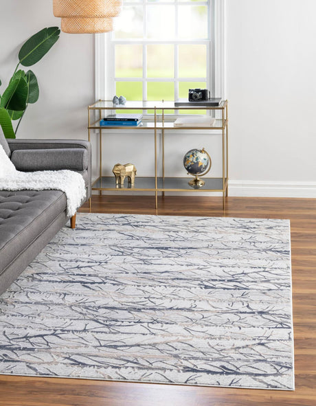 Gray 4' x 6' Finsbury Rectangle Area Rug 60% Polypropylene & 40% Polyester Contemporary Carpet for Living Rooms, Dining, Offices for Sale at Rug Engine