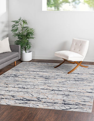 Gray 7' 10 x 7' 10 Finsbury Square Area Rug 60% Polypropylene & 40% Polyester Contemporary Carpet for Living Rooms, Dining, Offices for Sale at Rug Engine