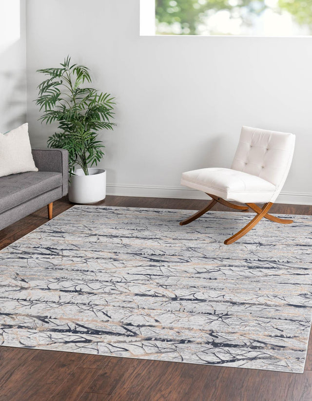 Gray 7' 10 x 7' 10 Finsbury Square Area Rug 60% Polypropylene & 40% Polyester Contemporary Carpet for Living Rooms, Dining, Offices for Sale at Rug Engine