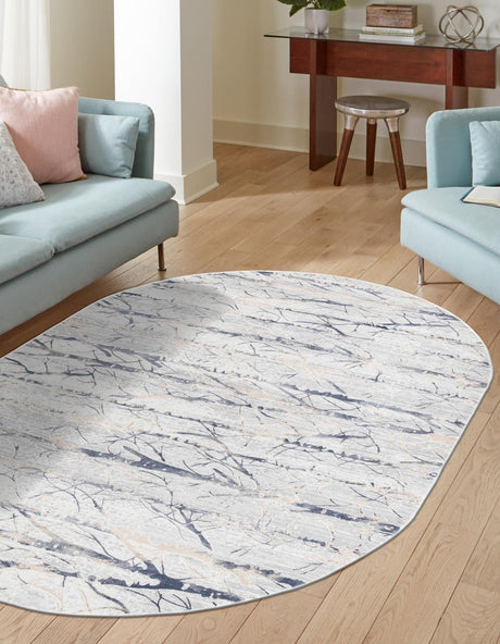 Gray 7' 10 x 10' Finsbury Oval Area Rug 60% Polypropylene & 40% Polyester Contemporary Carpet for Living Rooms, Dining, Offices for Sale at Rug Engine