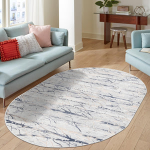 Gray 5' 3 x 8' Finsbury Oval Area Rug 60% Polypropylene & 40% Polyester Contemporary Carpet for Living Rooms, Dining, Offices for Sale at Rug Engine