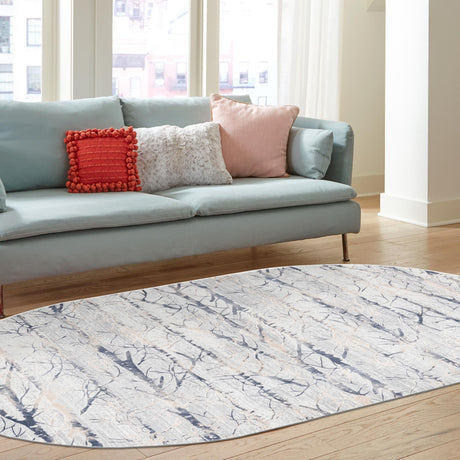 Gray 7' 10 x 10' Finsbury Oval Area Rug 60% Polypropylene & 40% Polyester Contemporary Carpet for Living Rooms, Dining, Offices for Sale at Rug Engine