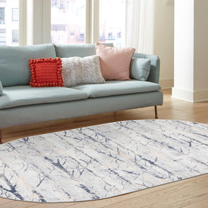 Gray 5' 3 x 8' Finsbury Oval Area Rug 60% Polypropylene & 40% Polyester Contemporary Carpet for Living Rooms, Dining, Offices for Sale at Rug Engine