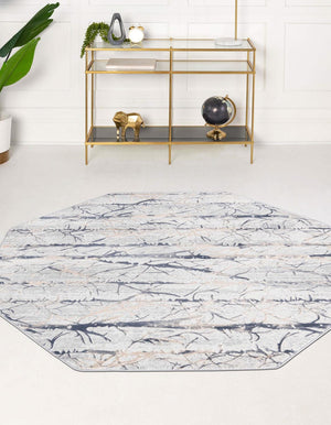 Gray 7' 10 x 7' 10 Finsbury Octagon Area Rug 60% Polypropylene & 40% Polyester Contemporary Carpet for Living Rooms, Dining, Offices for Sale at Rug Engine