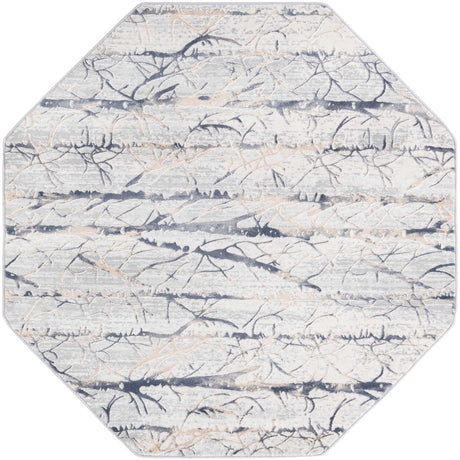 Gray 5' 3 x 5' 3 Finsbury Octagon Area Rug 60% Polypropylene & 40% Polyester Contemporary Carpet for Living Rooms, Dining, Offices for Sale at Rug Engine