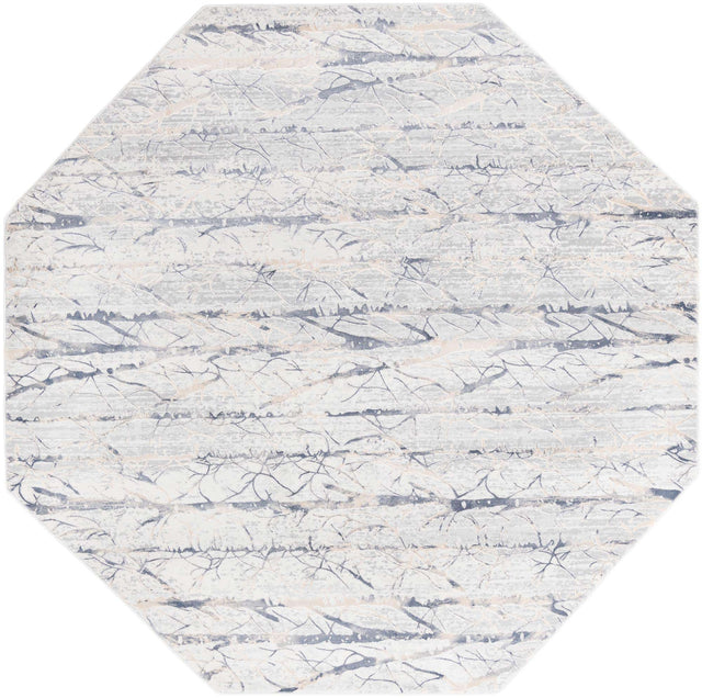 Gray 7' 10 x 7' 10 Finsbury Octagon Area Rug 60% Polypropylene & 40% Polyester Contemporary Carpet for Living Rooms, Dining, Offices for Sale at Rug Engine