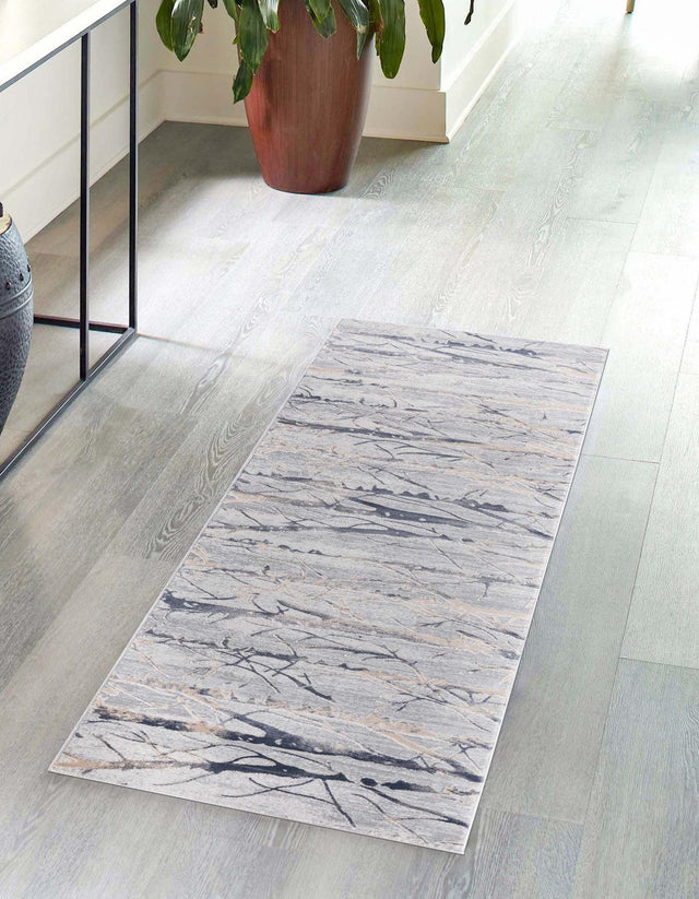 Gray 2' 7 x 12' Finsbury Runner Area Rug 60% Polypropylene & 40% Polyester Contemporary Carpet for Living Rooms, Dining, Offices for Sale at Rug Engine