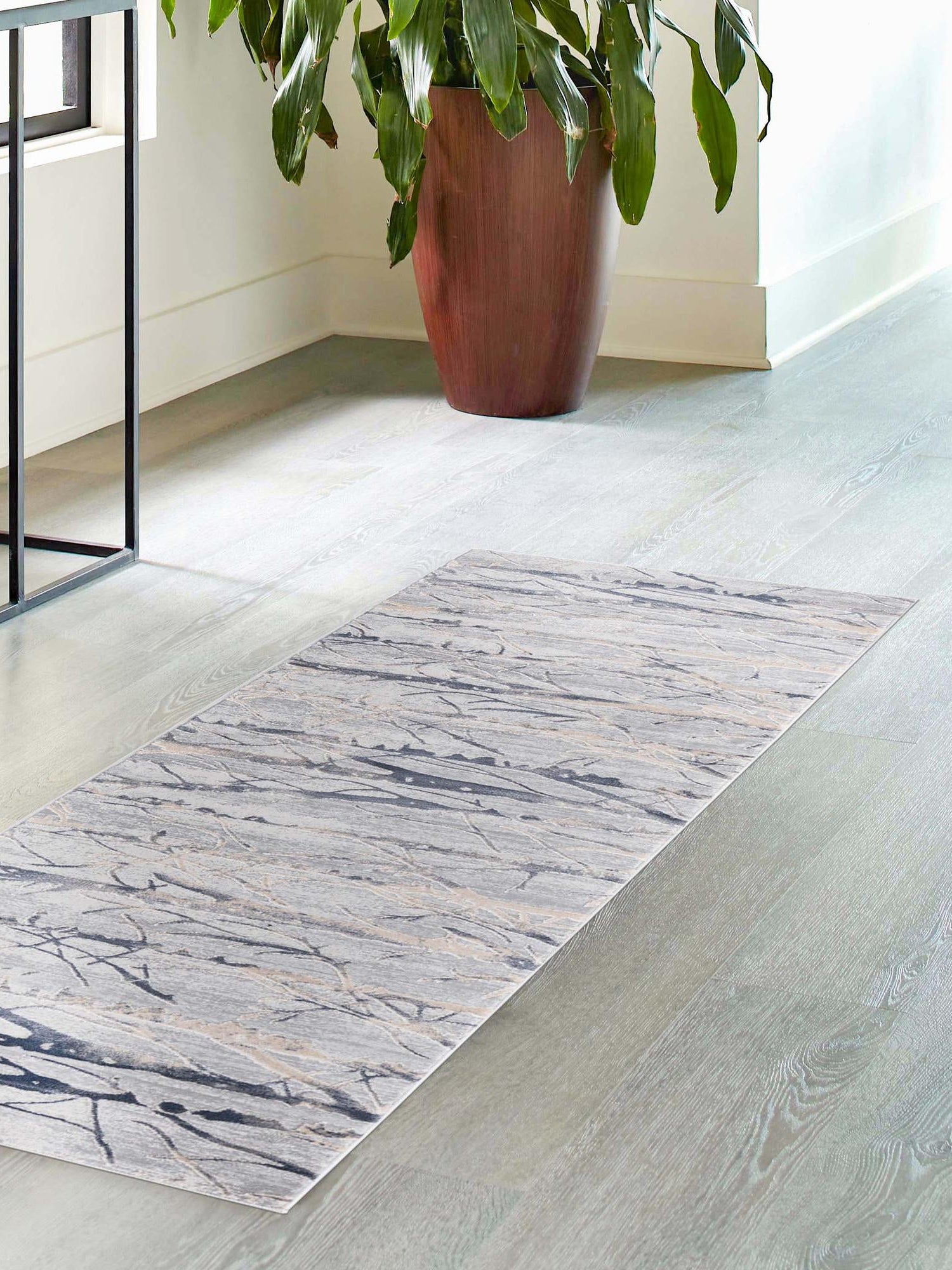 Gray 2' 7 x 12' Finsbury Runner Area Rug 60% Polypropylene & 40% Polyester Contemporary Carpet for Living Rooms, Dining, Offices for Sale at Rug Engine