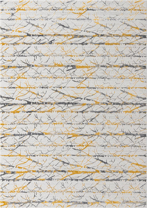 Yellow and Gray 7' x 10' Finsbury Rectangle Area Rug 60% Polypropylene & 40% Polyester Contemporary Carpet for Living Rooms, Dining, Offices for Sale at Rug Engine