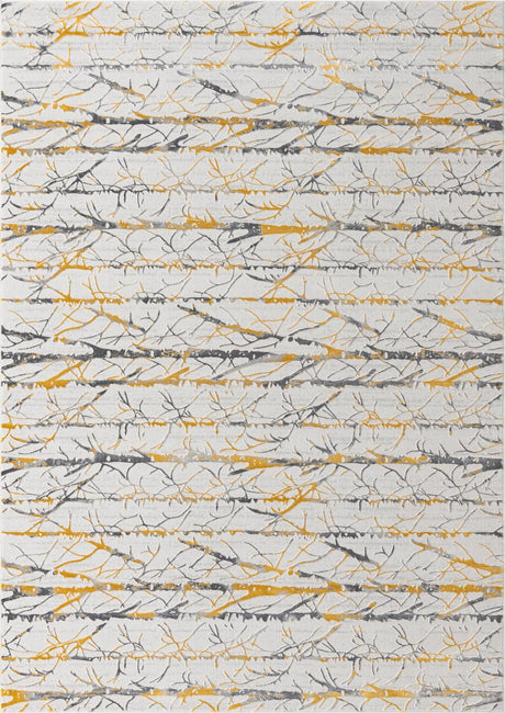 Yellow and Gray 7' x 10' Finsbury Rectangle Area Rug 60% Polypropylene & 40% Polyester Contemporary Carpet for Living Rooms, Dining, Offices for Sale at Rug Engine