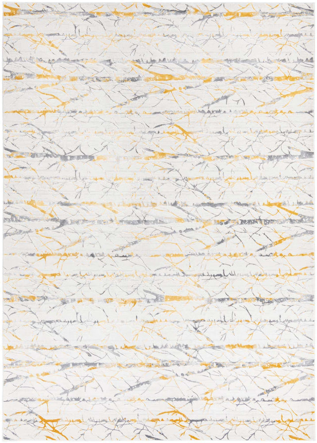 Yellow and Gray 7' x 10' Finsbury Rectangle Area Rug 60% Polypropylene & 40% Polyester Contemporary Carpet for Living Rooms, Dining, Offices for Sale at Rug Engine