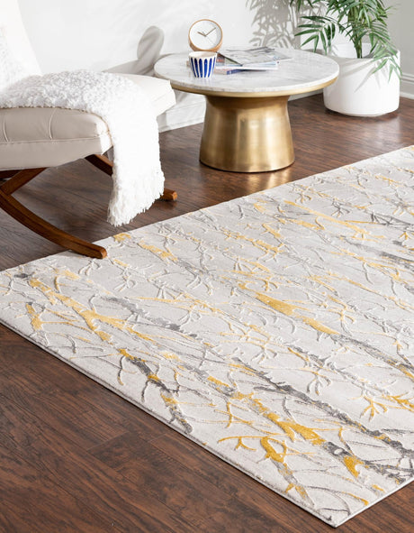 Yellow and Gray 7' x 10' Finsbury Rectangle Area Rug 60% Polypropylene & 40% Polyester Contemporary Carpet for Living Rooms, Dining, Offices for Sale at Rug Engine