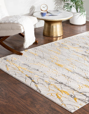 Yellow and Gray 2' x 3' Finsbury Rectangle Area Rug 60% Polypropylene & 40% Polyester Contemporary Carpet for Living Rooms, Dining, Offices for Sale at Rug Engine