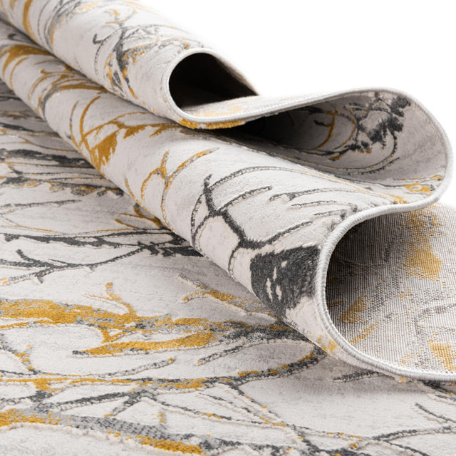 Yellow and Gray 9' x 12' Finsbury Rectangle Area Rug 60% Polypropylene & 40% Polyester Contemporary Carpet for Living Rooms, Dining, Offices for Sale at Rug Engine