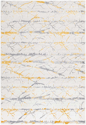 Yellow and Gray 4' x 6' Finsbury Rectangle Area Rug 60% Polypropylene & 40% Polyester Contemporary Carpet for Living Rooms, Dining, Offices for Sale at Rug Engine