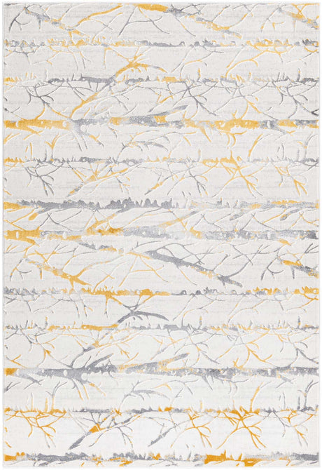 Yellow and Gray 4' x 6' Finsbury Rectangle Area Rug 60% Polypropylene & 40% Polyester Contemporary Carpet for Living Rooms, Dining, Offices for Sale at Rug Engine
