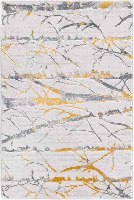 Yellow and Gray 2' x 3' Finsbury Rectangle Area Rug 60% Polypropylene & 40% Polyester Contemporary Carpet for Living Rooms, Dining, Offices for Sale at Rug Engine