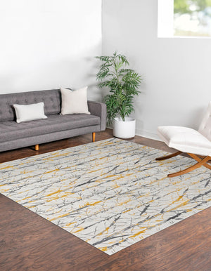 Yellow and Gray 7' 10 x 7' 10 Finsbury Square Area Rug 60% Polypropylene & 40% Polyester Contemporary Carpet for Living Rooms, Dining, Offices for Sale at Rug Engine