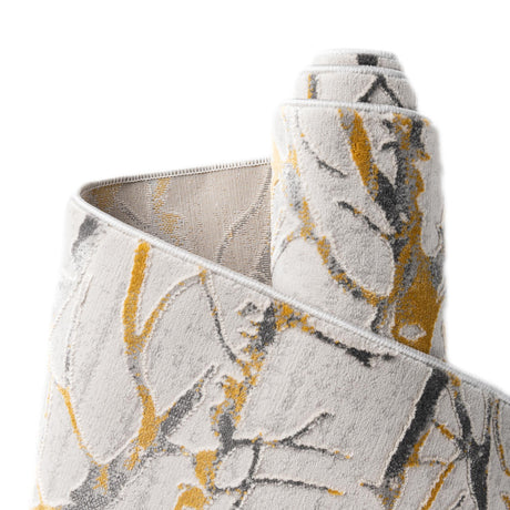 Yellow and Gray 7' 10 x 10' Finsbury Oval Area Rug 60% Polypropylene & 40% Polyester Contemporary Carpet for Living Rooms, Dining, Offices for Sale at Rug Engine