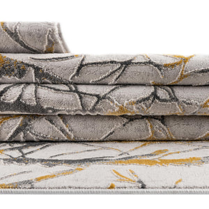 Yellow and Gray 5' 3 x 8' Finsbury Oval Area Rug 60% Polypropylene & 40% Polyester Contemporary Carpet for Living Rooms, Dining, Offices for Sale at Rug Engine