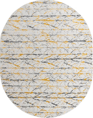 Yellow and Gray 7' 10 x 10' Finsbury Oval Area Rug 60% Polypropylene & 40% Polyester Contemporary Carpet for Living Rooms, Dining, Offices for Sale at Rug Engine