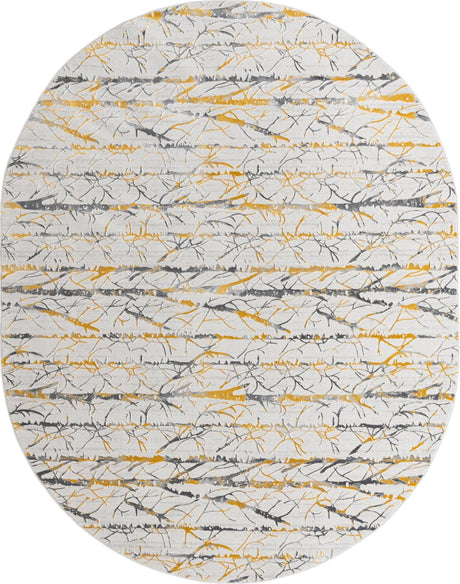Yellow and Gray 7' 10 x 10' Finsbury Oval Area Rug 60% Polypropylene & 40% Polyester Contemporary Carpet for Living Rooms, Dining, Offices for Sale at Rug Engine