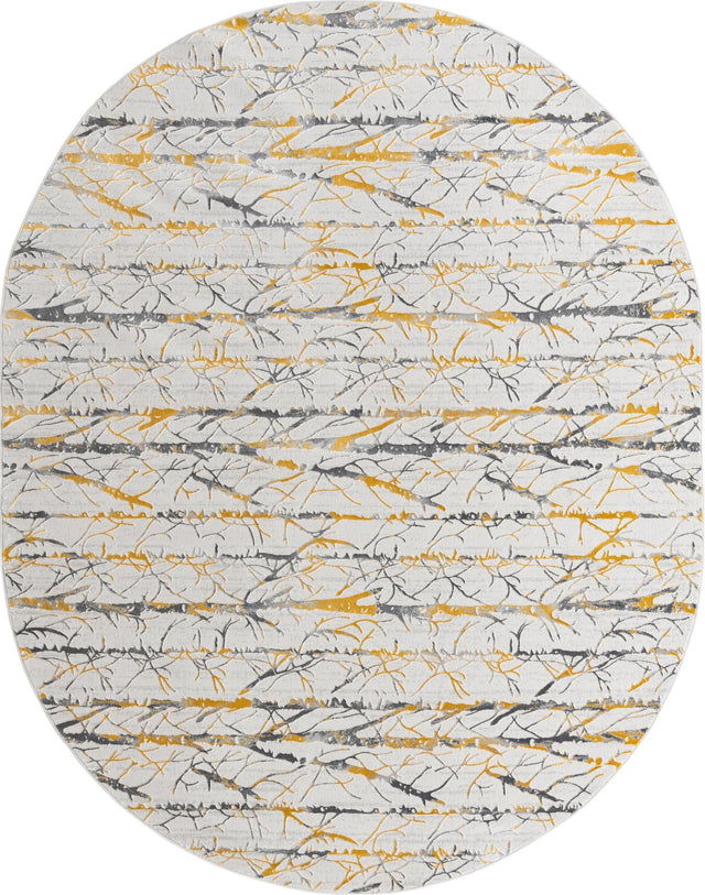 Yellow and Gray 7' 10 x 10' Finsbury Oval Area Rug 60% Polypropylene & 40% Polyester Contemporary Carpet for Living Rooms, Dining, Offices for Sale at Rug Engine