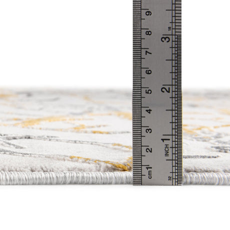 Yellow and Gray 5' 3 x 5' 3 Finsbury Octagon Area Rug 60% Polypropylene & 40% Polyester Contemporary Carpet for Living Rooms, Dining, Offices for Sale at Rug Engine