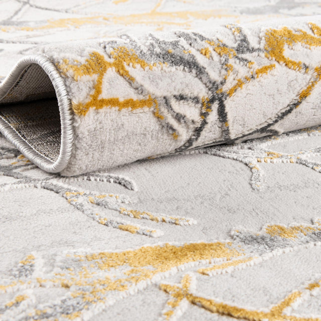 Yellow and Gray 7' 10 x 7' 10 Finsbury Octagon Area Rug 60% Polypropylene & 40% Polyester Contemporary Carpet for Living Rooms, Dining, Offices for Sale at Rug Engine