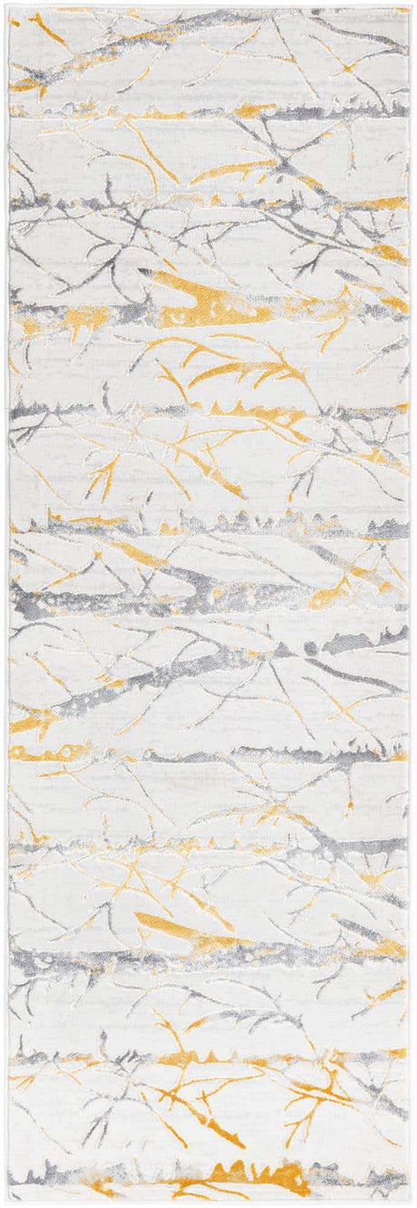 Yellow and Gray 2' x 6' Finsbury Runner Area Rug 60% Polypropylene & 40% Polyester Contemporary Carpet for Living Rooms, Dining, Offices for Sale at Rug Engine