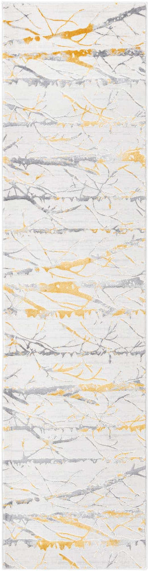 Yellow and Gray 2' x 8' Finsbury Runner Area Rug 60% Polypropylene & 40% Polyester Contemporary Carpet for Living Rooms, Dining, Offices for Sale at Rug Engine