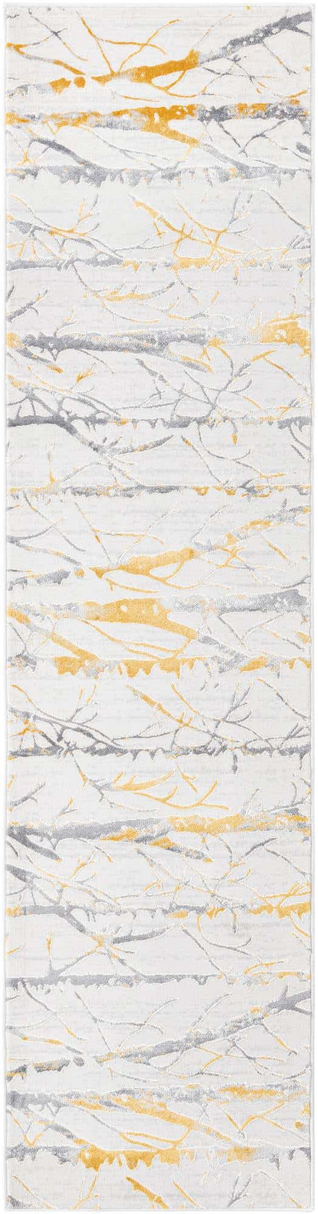 Yellow and Gray 2' x 8' Finsbury Runner Area Rug 60% Polypropylene & 40% Polyester Contemporary Carpet for Living Rooms, Dining, Offices for Sale at Rug Engine