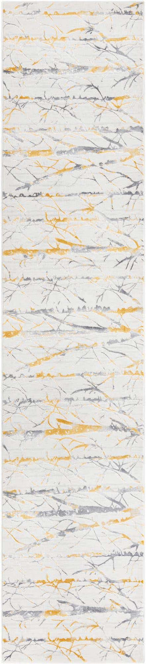 Yellow and Gray 2' x 9' 10 Finsbury Runner Area Rug 60% Polypropylene & 40% Polyester Contemporary Carpet for Living Rooms, Dining, Offices for Sale at Rug Engine