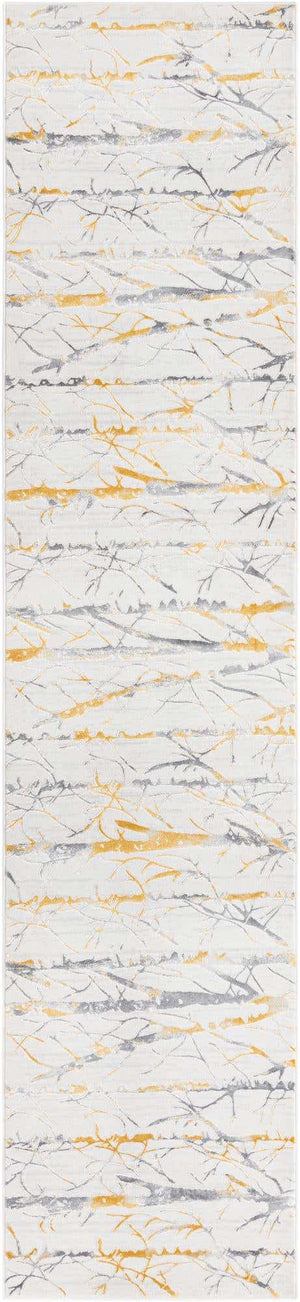 Yellow and Gray 2' 7 x 12' Finsbury Runner Area Rug 60% Polypropylene & 40% Polyester Contemporary Carpet for Living Rooms, Dining, Offices for Sale at Rug Engine