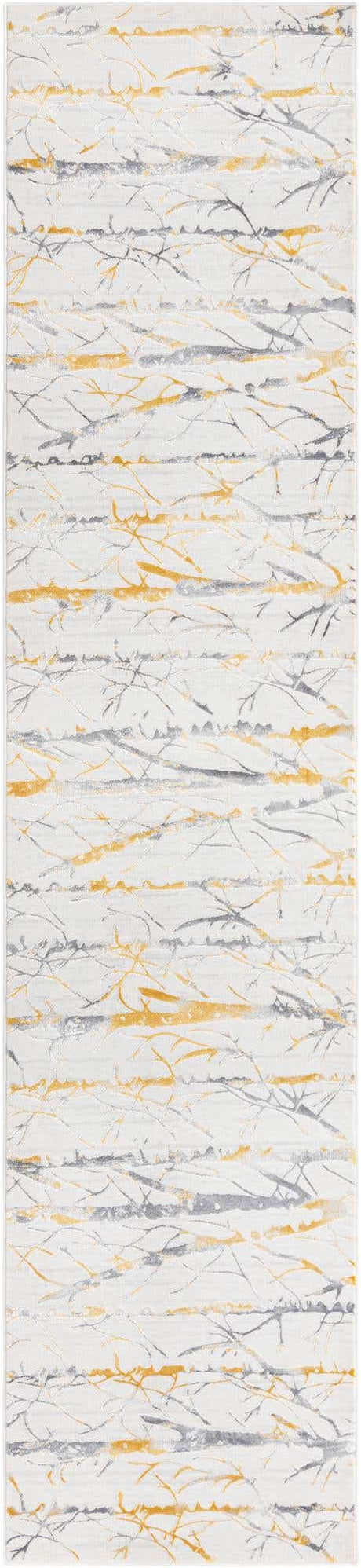 Yellow and Gray 2' 7 x 12' Finsbury Runner Area Rug 60% Polypropylene & 40% Polyester Contemporary Carpet for Living Rooms, Dining, Offices for Sale at Rug Engine