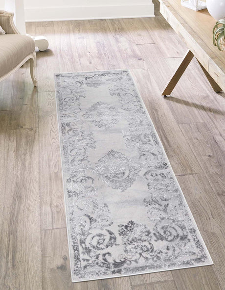 Gray 2' x 8' Finsbury Runner Area Rug 60% Polypropylene & 40% Polyester Contemporary Carpet for Living Rooms, Dining, Offices for Sale at Rug Engine