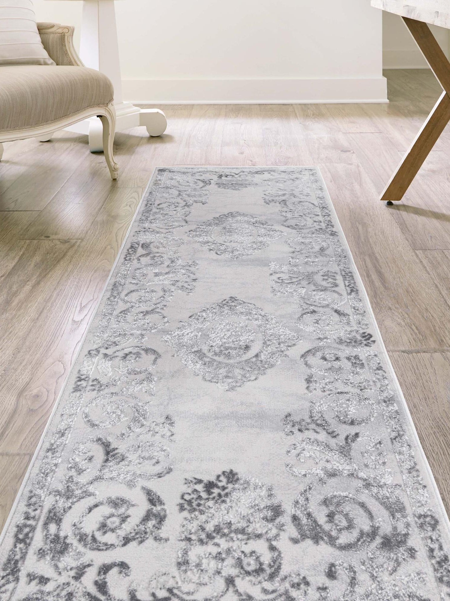 Gray 2' x 6' Finsbury Runner Area Rug 60% Polypropylene & 40% Polyester Contemporary Carpet for Living Rooms, Dining, Offices for Sale at Rug Engine