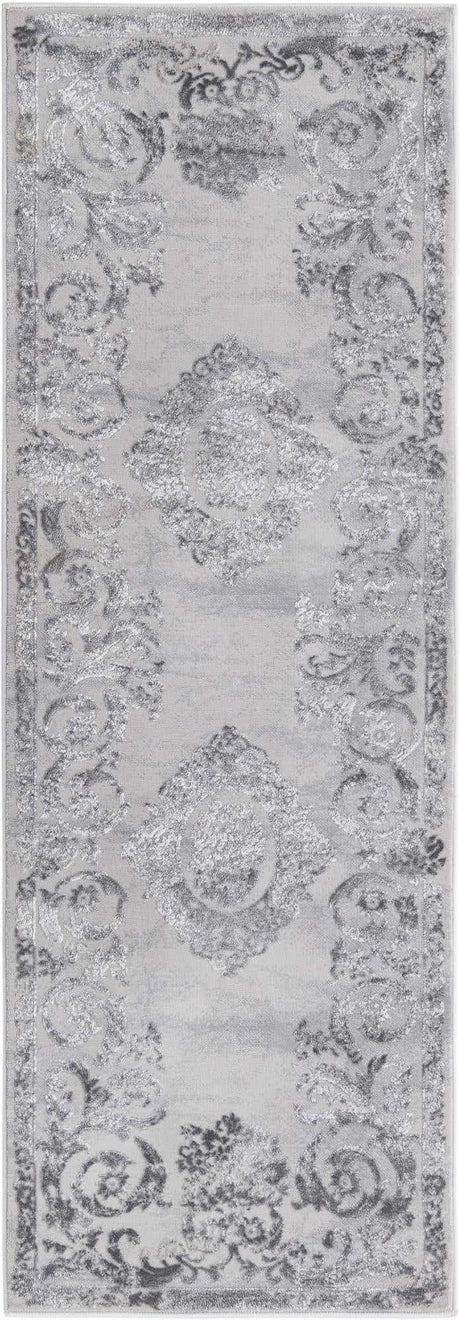 Gray 2' x 6' Finsbury Runner Area Rug 60% Polypropylene & 40% Polyester Contemporary Carpet for Living Rooms, Dining, Offices for Sale at Rug Engine