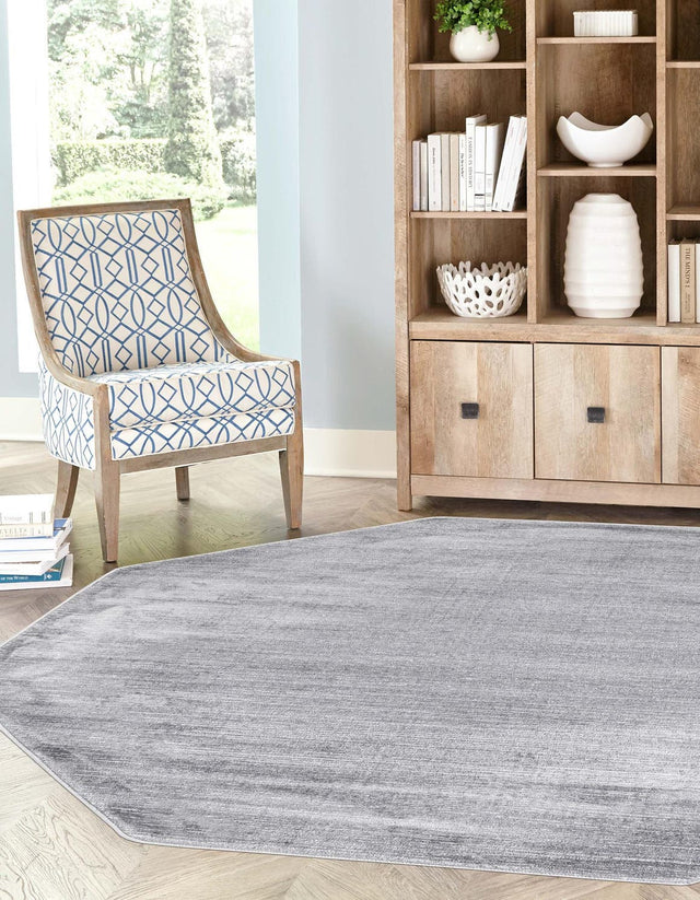 Gray 5' 3 x 5' 3 Finsbury Octagon Area Rug 60% Polypropylene & 40% Polyester Contemporary Carpet for Living Rooms, Dining, Offices for Sale at Rug Engine