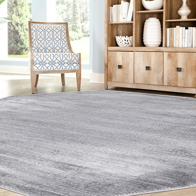 Gray 5' 3 x 5' 3 Finsbury Octagon Area Rug 60% Polypropylene & 40% Polyester Contemporary Carpet for Living Rooms, Dining, Offices for Sale at Rug Engine