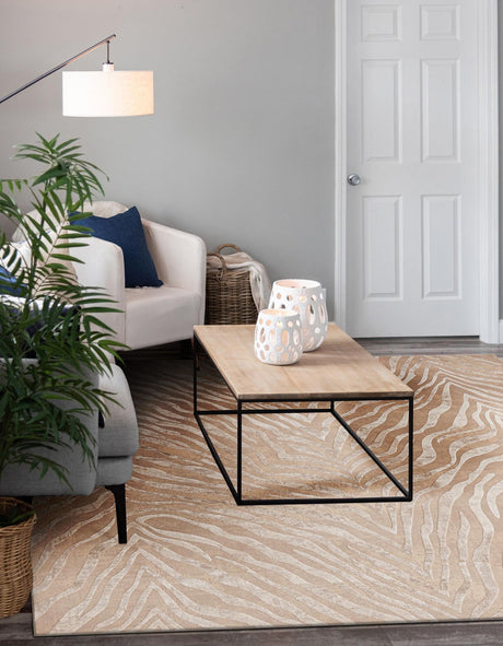 Ivory Beige 7' 10 x 7' 10 Finsbury Square Area Rug 60% Polypropylene & 40% Polyester Contemporary Carpet for Living Rooms, Dining, Offices for Sale at Rug Engine