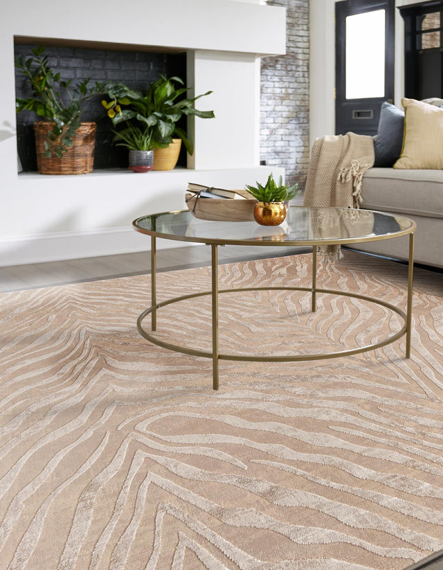 Ivory Beige 6' 1 x 6' 1 Finsbury Square Area Rug 60% Polypropylene & 40% Polyester Contemporary Carpet for Living Rooms, Dining, Offices for Sale at Rug Engine