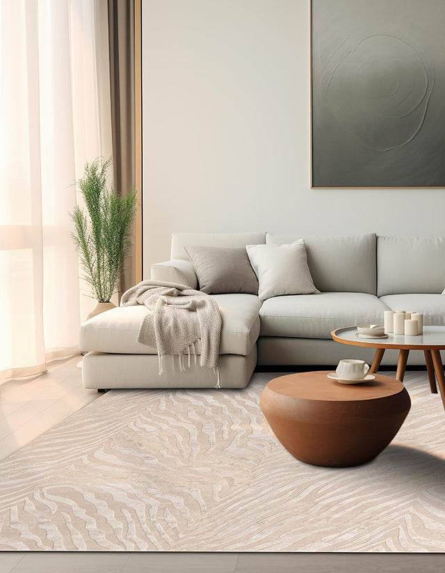 Ivory Beige 10' x 10' Finsbury Square Area Rug 60% Polypropylene & 40% Polyester Contemporary Carpet for Living Rooms, Dining, Offices for Sale at Rug Engine