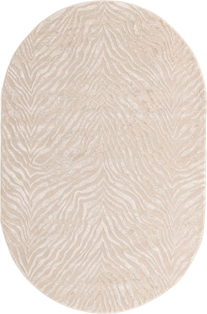 Ivory Beige 5' 3 x 8' Finsbury Oval Area Rug 60% Polypropylene & 40% Polyester Contemporary Carpet for Living Rooms, Dining, Offices for Sale at Rug Engine