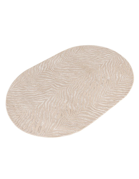 Ivory Beige 5' 3 x 8' Finsbury Oval Area Rug 60% Polypropylene & 40% Polyester Contemporary Carpet for Living Rooms, Dining, Offices for Sale at Rug Engine