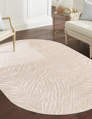 Ivory Beige 3' 3 x 5' 3 Finsbury Oval Area Rug 60% Polypropylene & 40% Polyester Contemporary Carpet for Living Rooms, Dining, Offices for Sale at Rug Engine