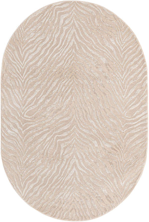 Ivory Beige 5' 3 x 8' Finsbury Oval Area Rug 60% Polypropylene & 40% Polyester Contemporary Carpet for Living Rooms, Dining, Offices for Sale at Rug Engine