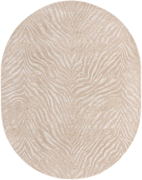 Ivory Beige 7' 10 x 10' Finsbury Oval Area Rug 60% Polypropylene & 40% Polyester Contemporary Carpet for Living Rooms, Dining, Offices for Sale at Rug Engine