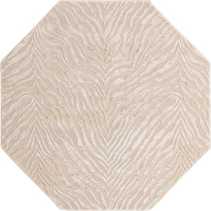 Ivory Beige 5' 3 x 5' 3 Finsbury Octagon Area Rug 60% Polypropylene & 40% Polyester Contemporary Carpet for Living Rooms, Dining, Offices for Sale at Rug Engine